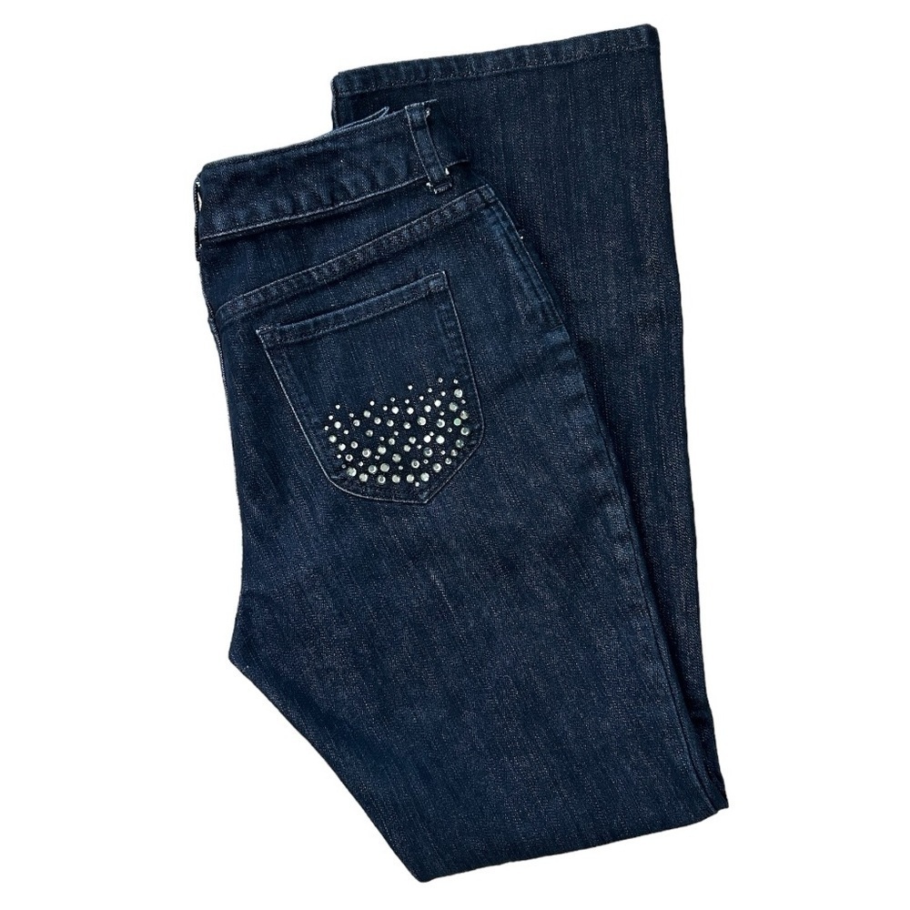CHICO'S Platinum Charm Jean Rhinestone Embellished Bedazzled Dark Wash Regular